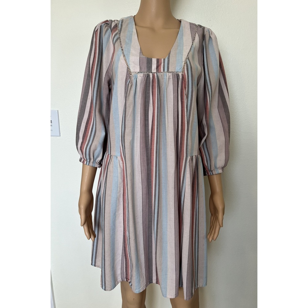 Knox Rose Striped Babydoll Ladder Lace Mini Dress Womens Boho Cottagecore Size M